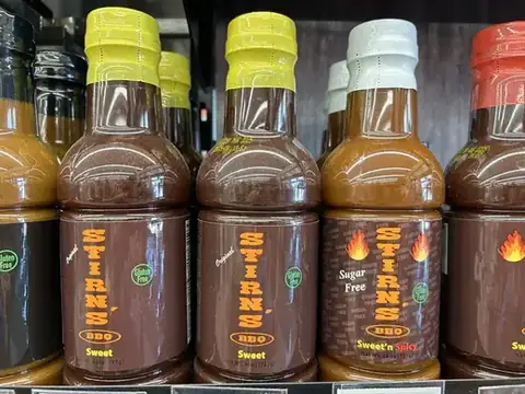 Stirn's BBQ sauces on the shelf in Charlestown